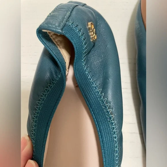 Teal Cole Haan Elbridge Leather ballet flats, size 8. - Picture 2 of 6